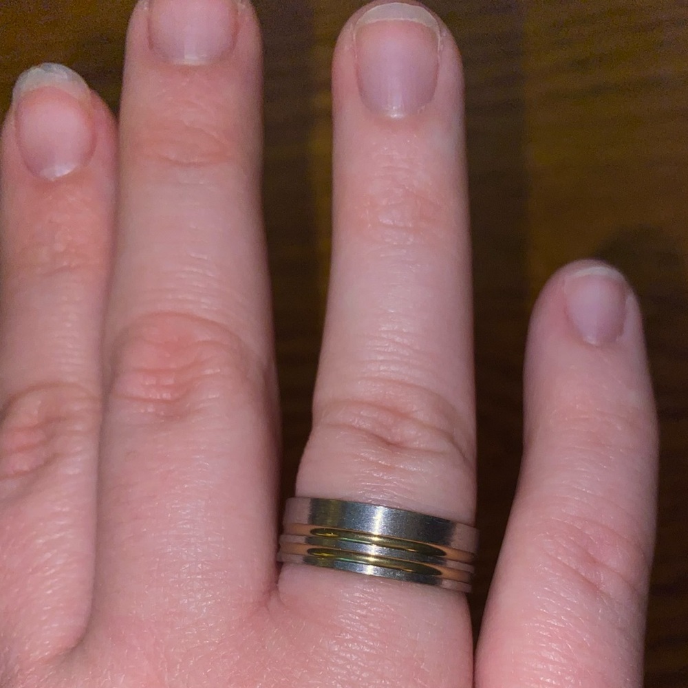 Mens size 10 silver & gold band
